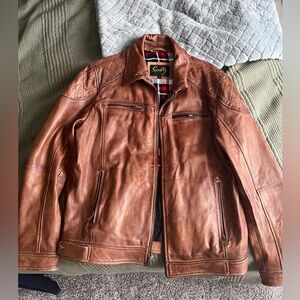 Scully Men’s Tan Leather Zip Up Jacket